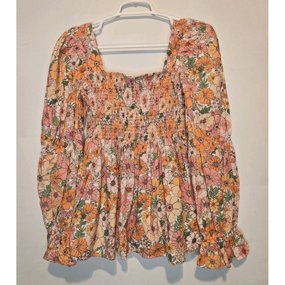 💜🩷gianni Bini Top Orange Floral Size  S💓💚